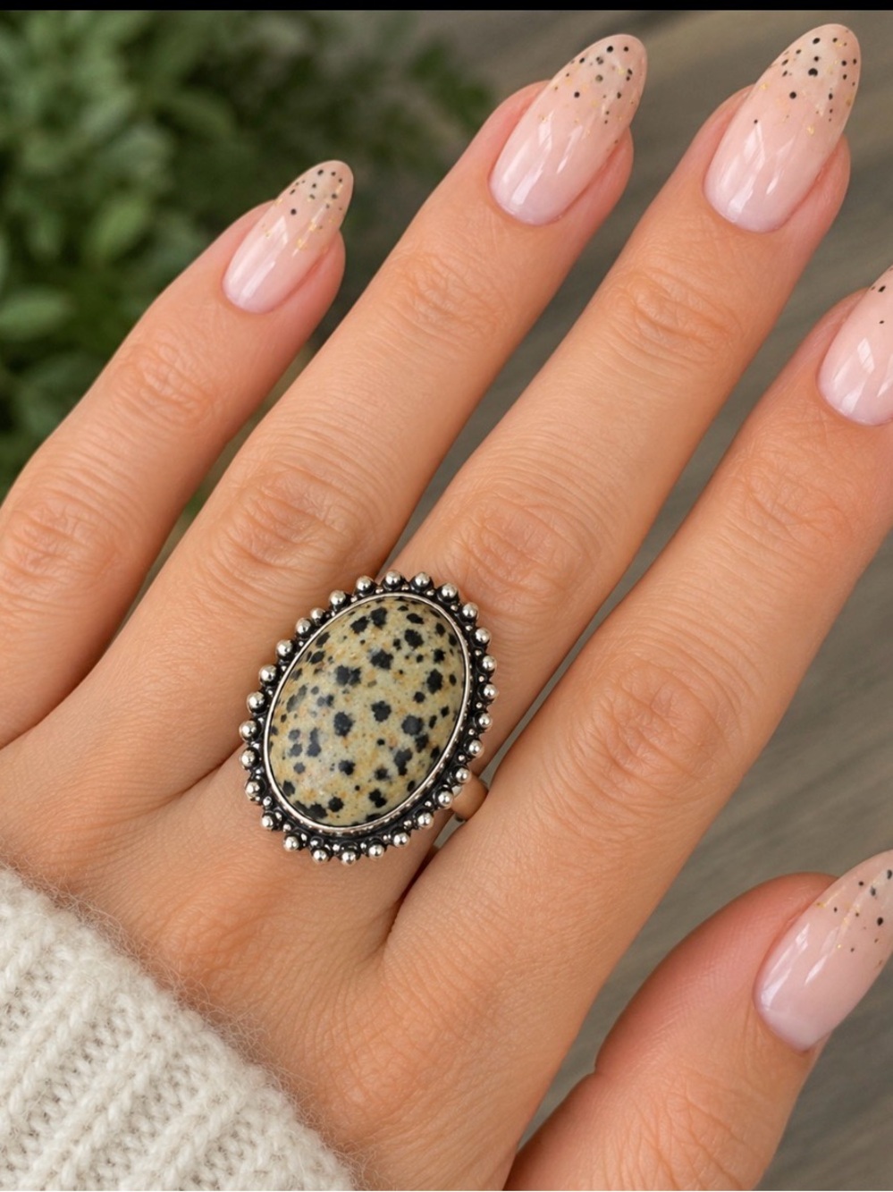 Dalmatian Jasper Gemstone Ring